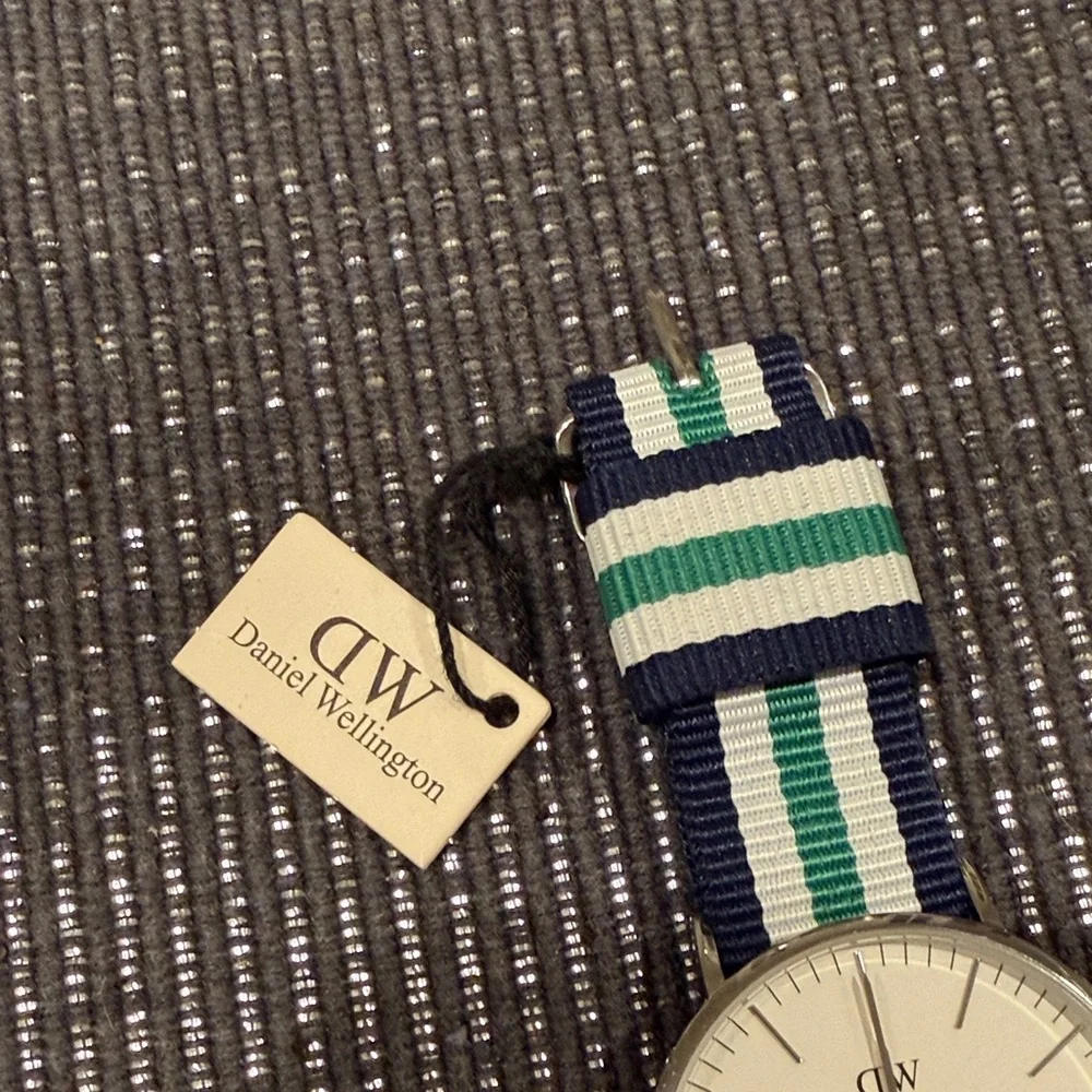 Daniel Wellington Classic Nottingham Watch with Navy and Green Striped Band